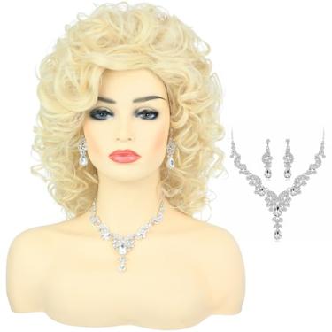 Imagem de AMZCOS Peruca Feminina Inspirada No Estilo Roqueiro Dos Anos 60 E 70 - Loira Longa Volumosa, Sintética Com Cachos Característicos, Perfeita Para Fantasias, Eventos Temáticos Ou Uso Diário