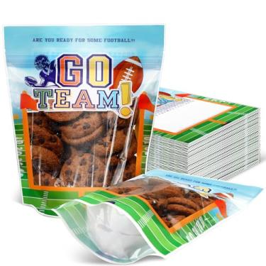 Imagem de Teenyyou 50 peças de bolsas de lembrancinha de festa de futebol americano novidade sacos de presente para biscoitos, doces e guloseimas para eventos esportivos, suprimentos de festa de aniversário, 20
