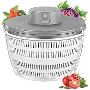 Imagem de E-Greetshopping Centrifugadora De Saladas Elétrica, Desidratadora Sem Fio Usb 4 Litros Para Frutas E Vegetais, Secadora Vegetais Grande Capacidade, Misturadora Drenagem Rápida Branca