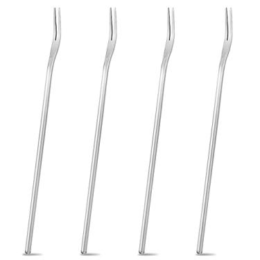 Imagem de Beatcreat Garfos Para Picles, Cabo Longo De 21,7 Cm Azeitonas, Aço Inoxidável 18/8, Salada, Coquetel, Sobremesa, Frutas, Pegador Aperitivos (4 Peças)