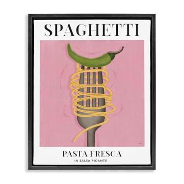 Imagem de Stupell Industries Espaguete vintage no garfo preto emoldurado tela flutuante arte design de parede por Veronique Charron, 25 x 31