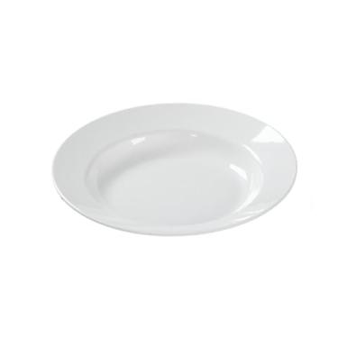 Imagem de TROSIQUANJIA Estilo nórdico de imitação doméstica de cor sólida de porcelana redonda de borda larga resistente a altas temperaturas e disco profundo anti-queda - disco de borda larga de 20 cm