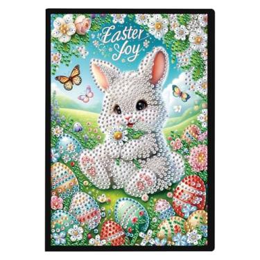 Imagem de TDFERAN Caderno da Páscoa Coelhinho da Páscoa 5D Pintura Diamante Kits de Arte Blocos de Notas Caderno de Desenho Coelho Diário Ponto Cruz Caderno de Conhecimento Livro de Registro Adequado para