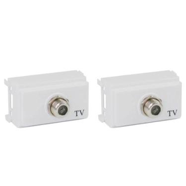 Imagem de Kit 4 Módulos Tomada Antena TV Ilumi i9 Branco Embutir Parede Residenc