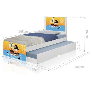 Imagem de Bicama Juvenil Com Cabeceira Adesivada Pirata