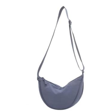 Imagem de Tonykulas Bolsa tiracolo em forma de crescente, bolsa de ombro leve para viagens de trabalho, bolsa tiracolo casual, Jeans azul, Small