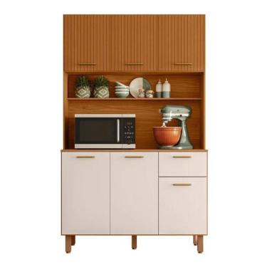 Imagem de Cozinha Compacta 6 Portas 1 Gaveta New Livia Freijó e Off White