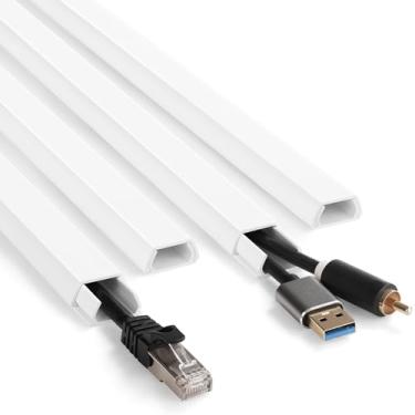 Imagem de Kit de capas de fio YCLYC de 167 cm para cabos, cabos ocultos de parede brancos, capas de cabos para fios na parede, kit de parede para esconder cabos de TV, capa de cabo fácil de instalar, parede de