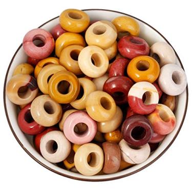 Imagem de Nupuyai Grânulos soltos de pedra grande para fabricação de joias, pacote com 30, contas europeias Rondelle polidas para pulseiras charmosas