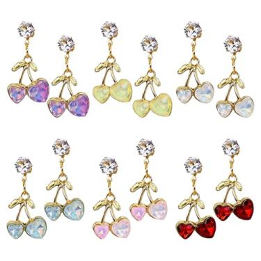 Imagem de QUPENGXU Conjunto de frutas delicadas de zircônia cúbica feito à mão para mulheres, brincos pendentes de borla de cereja para mulheres, presentes de verão, trumpet, Metal, Sem pedra preciosa