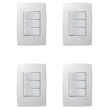 Imagem de Kit 4 Conjunto Interruptor 3 Teclas Simples Pial Plus