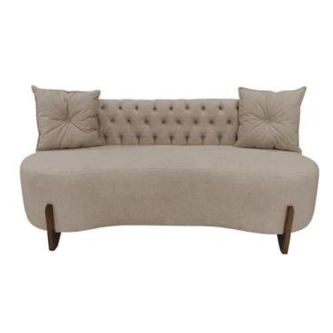 Imagem de Sofá 2 Lugares Orgânico Curvo Tókio 150cm Veludo Bege - Mansão Decor