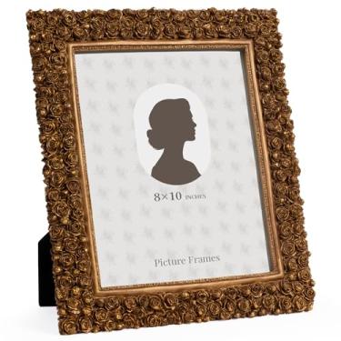 Imagem de Realyoo Porta-retrato 20 x 25 cm, moldura decorativa de resina para parede e mesa, presente de casamento romântico com design rosa para mãe, filha, aniversário, quarto, sala de estar, chá de noiva