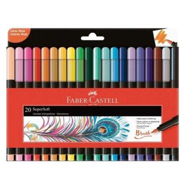 Imagem de Kit Caneta Hidrográfica Supersoft Brush 150720soft 20 Cores - Faber Ca