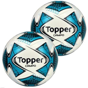 Imagem de Kit Bolas Futebol Campo Topper 22 PU Tamanho Oficial 5 Colada Grama Natural Real Gramado Profissional Original Resistente Leve Sem Costura (10)
