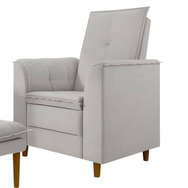 Imagem de Poltrona Decorativa Estofada Confortável Sala Isis Linho Cinza