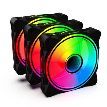 Imagem de Kit 3 cooler 120mm radiant x3 fn-701 com controladora argb one power -