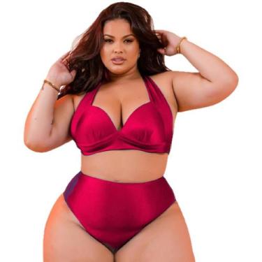 Imagem de Biquíni plus size meia taça com bojo cintura alta hot pants - Tropican