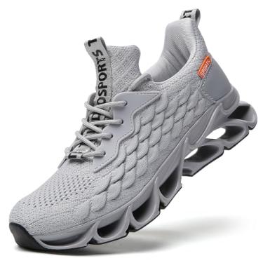 Imagem de SKDOIUL Tênis de corrida esportivo masculino de malha respirável para corredores de trilha, Cinza claro 01, 40