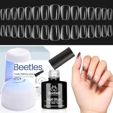 Imagem de beetles Gel Polish Kit De Pontas Unha Em Com 510 Peças, 15 Tamanhos, Acrílico Curto Tipo Caixão - Transparentes, Base Cola 5 1, Lâmpada Led Uv Para Fácil Aplicação Extensões Pressão Diy Mulheres
