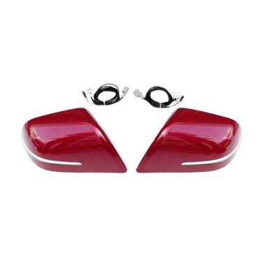 Imagem de Capa de espelho compatível com Tesla Model 3 2017-2023 Tampa de visão traseira lateral externa do carro, capa de retrovisor reversa com luz LED de substituição(Red)