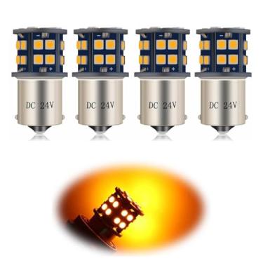 Imagem de ijuicy 4 peças de LED para carro 1156, lâmpadas de freio de luz reversa de alto brilho 24V 3030 28SMD, Plug and Play BA15S lâmpada de seta de contato único, universal para a maioria dos carros