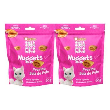 Imagem de Kit 2 Petisco Quatree Snacks Nuggets para Gatos Bola de Pelo 60g