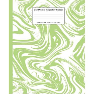 Imagem de Liquid Marbled Composition Notebook: Tea Green Liquid Marble Wide Ruled Paper Subject Book (School Essentials)