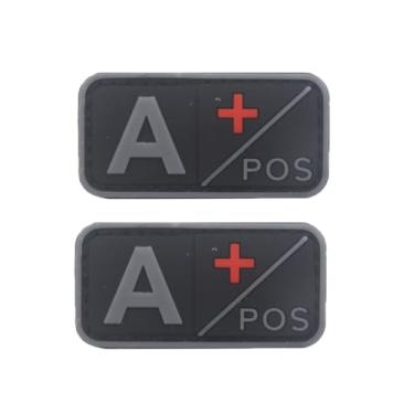 Imagem de Ruoming 2 peças externas 3D PVC borracha macia tipo sanguíneo médico, crachá de gancho de resgate, emblema de moral, acessório DIY (cinza A+)