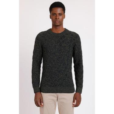 Imagem de Tricot Manga Longa Gola Midi Trançada Verde-Masculino