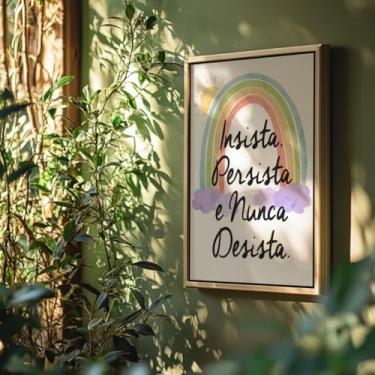 Imagem de Quadro Decorativo Insista Persista Com Moldura | Placa Decorativa Frase Motivacional Determinação Sonhos