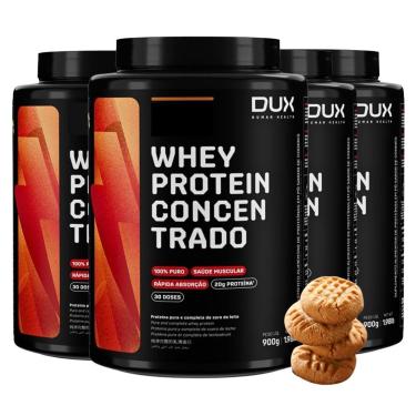 Imagem de Kit 4x Whey Concentrado 900g Dux Top Sabores + Proteinas-Unissex
