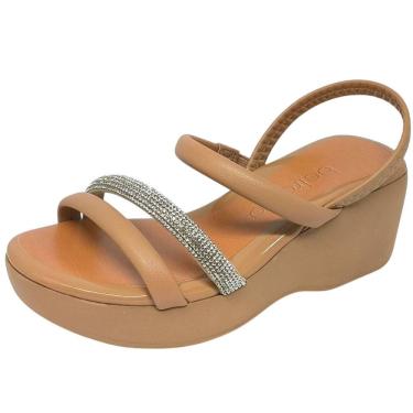 Imagem de Sandália Feminina Salto Anabela Strass Conforto Beira Rio