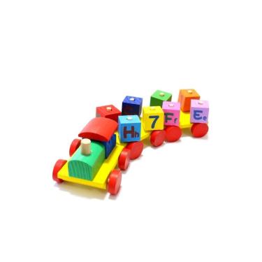 Imagem de Brinquedo Infantil Em Madeira Trem Com Blocos Educativos