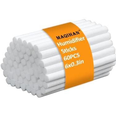 Imagem de 60 peças de refil de filtro de umidificador – bastões de filtro de umidificador de 15,8 cm, difusor de ar, refil de mechas puras, refil de algodão, varas de substituição para pequeno difusor portátil