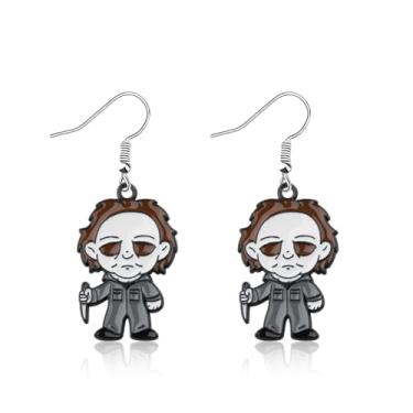 Imagem de MAOFAED Presente inspirado em filmes de terror, brinco de assassino em série de filme assustador, lembrancinha de festa de Halloween (matador de máscaras)