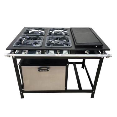 Imagem de Fogão 4 Bocas Cefaz com Forno e Chapa Linha Gold Alta Pressão CFZG-128