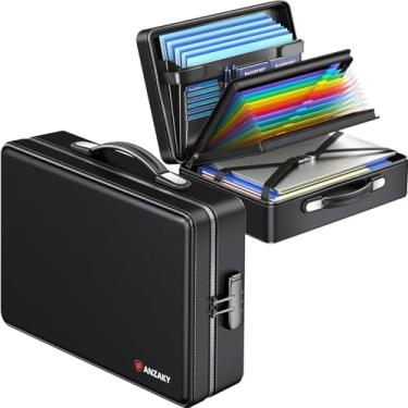 Imagem de ANZAKY Caixa de documentos à prova de fogo com zíper à prova de fogo, capa interna rígida à prova de fogo com fechadura, à prova de fogo, resistente à água, organizador de documentos importante, pasta