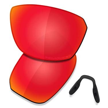Imagem de SAUCER Lentes de reposição premium e protetores de nariz para óculos de sol Oakley Split Shot OO9416, Vermelho fogo polarizado, One Size