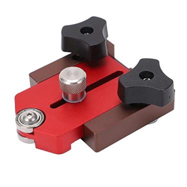 Imagem de Serra de mesa limitador de limite de empurrão vermelho preto liga de alumínio limitador de corte portátil para marcenaria - ranhura em T de 19 mm trilho de 3/10.2 cm