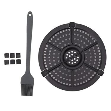 Imagem de 16 cm de fritadeira de reposição PAN PAN PAN de aço inoxidável sem lava -louças Placa de grade segura com escova de óleo para cozinhar legumes