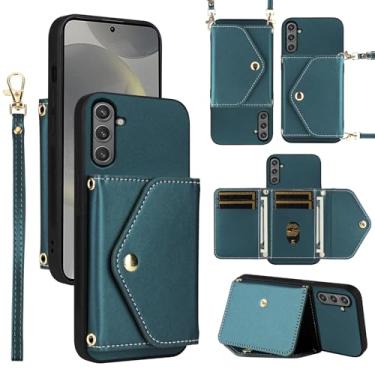Imagem de Dswteny Capa carteira para Samsung Galaxy S25 Plus S25+ 5G com cordão de pulso alça de ombro flip bolsa, suporte para cartão de crédito capa de celular para S25Plus 25S + S 25 25+ SM-S936U feminino