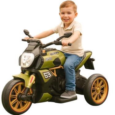 Imagem de Moto Elétrica Infantil Biemme Power Trike Verde 12V