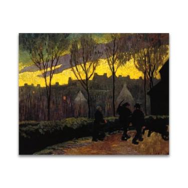 Imagem de RYLJCZ Reprodução de pinturas a óleo Paul Sérusier - Noite - Impressão de arte de paisagem vintage - Arte de parede em tela para decoração de casa e escritório 60 x 80 cm (60 x 80 cm sem moldura