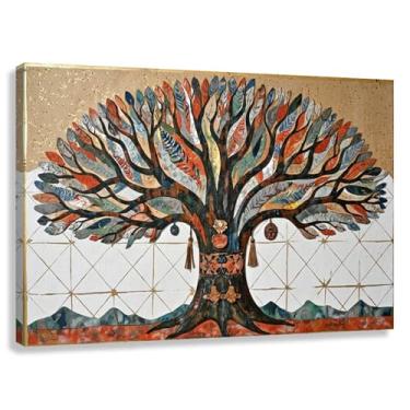 Imagem de Árvore da Vida Arte de Parede Impressão em Tela Natureza Raízes Espirituais Decoração Fotos Pintura Sala de Estar Quarto 45x30cmx1