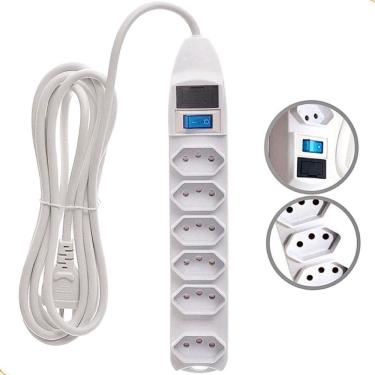 Imagem de Extensão 6 Tomadas Tripolar NBR-14136 127v/220v 10A 1,5m