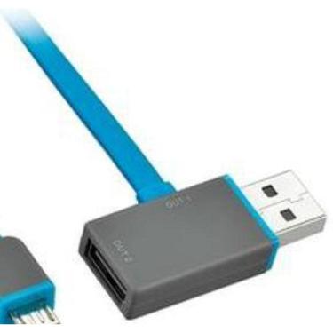 Imagem de Cabo Micro Usb 2.0 Am X Usb 1M Flat C/ Saida Extra Azul