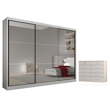 Imagem de Guarda Roupa Casal Atlanta e Gaveteiro Milão com Chave Cumaru 25 Fendi - Novo Horizonte