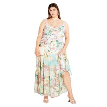 Imagem de City Chic Women's Apparel Vestido maxi feminino plus size com alça de renda e gola V em camadas, estampa floral, Anjo da água, 48