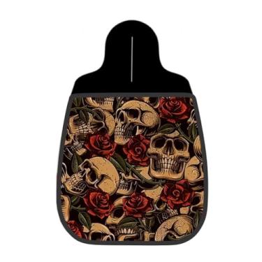Imagem de Lixeira De Carro Organizador Lixinhocar Arte Caveira Rosas Vermelhas